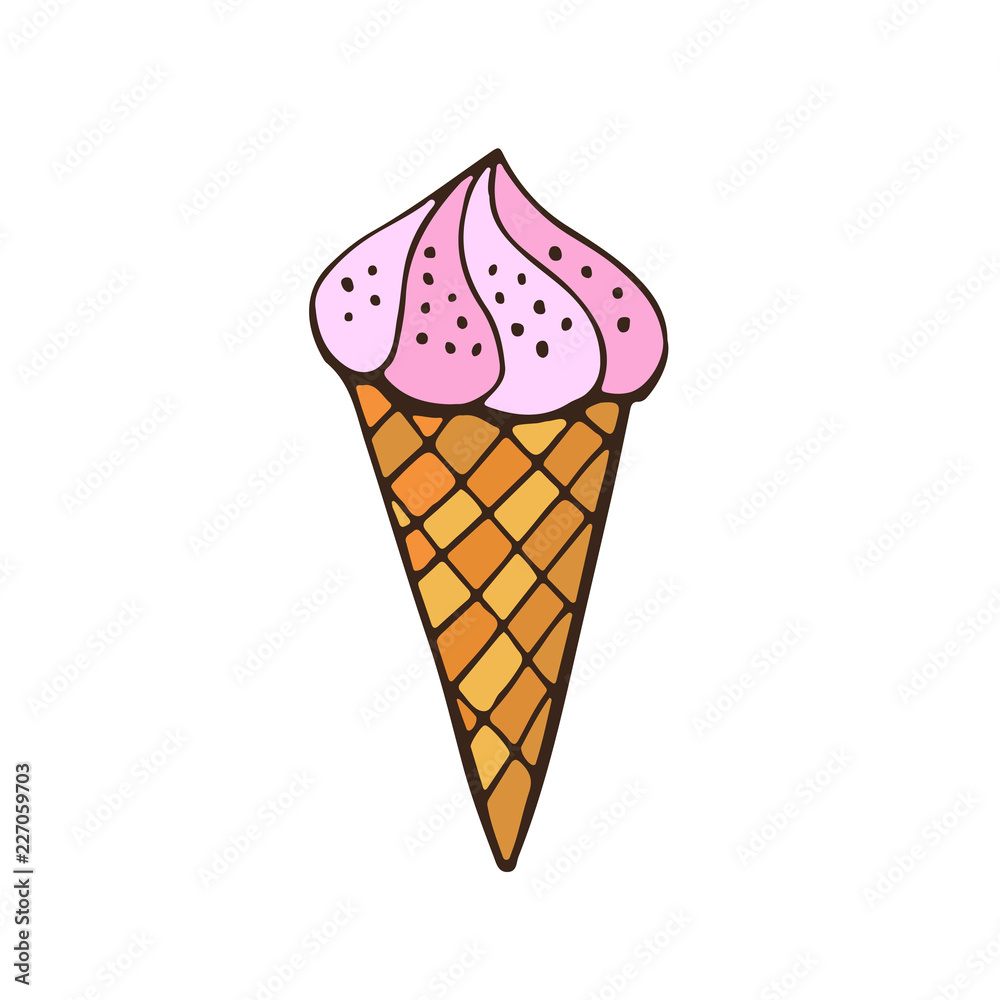 Ice Cream cone Icon. Sticker Print design