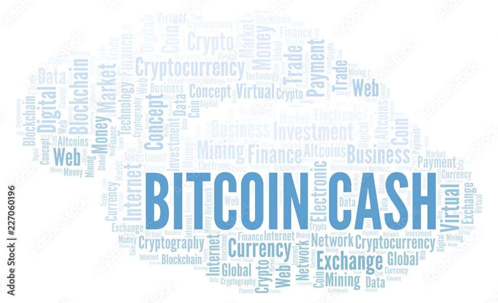 Fototapeta premium Bitcoin Cash cryptocurrency coin word cloud.