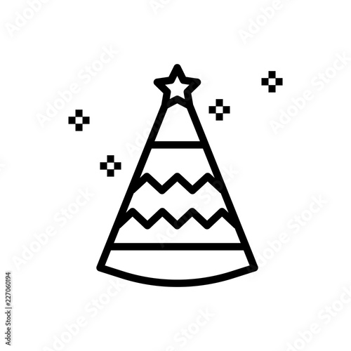 Christmas party hat line icon