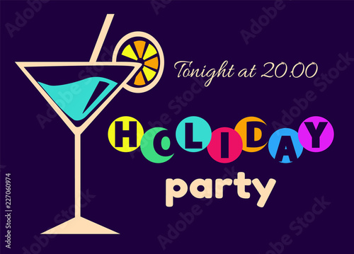 Holiday Party Tonight at 20 00 Vector Illustration