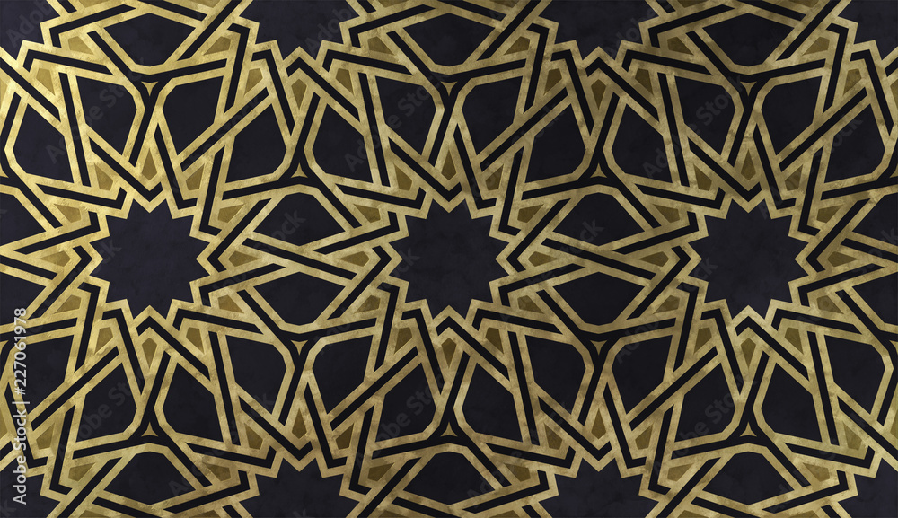 Islamic decorative pattern with golden artistic texture. Islamic decorative pattern with golden artistic texture.