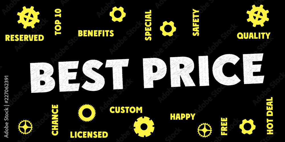 Fototapeta premium BEST PRICE Tag Word and Icons Cloud. Modern Style