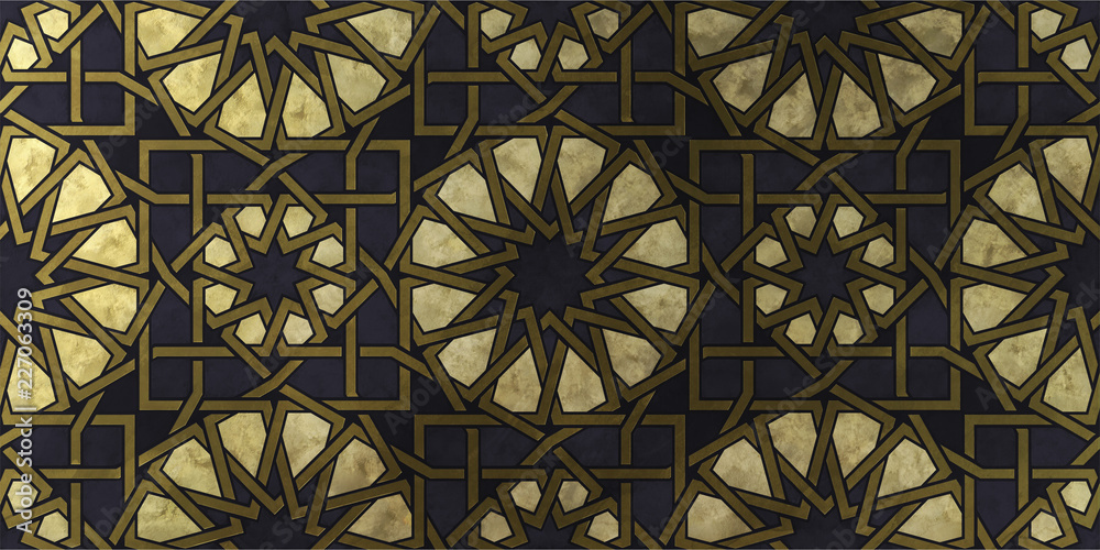 Islamic decorative pattern with golden artistic texture. Islamic decorative pattern with golden artistic texture.