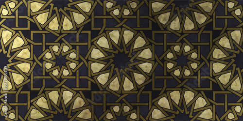 Islamic decorative pattern with golden artistic texture.