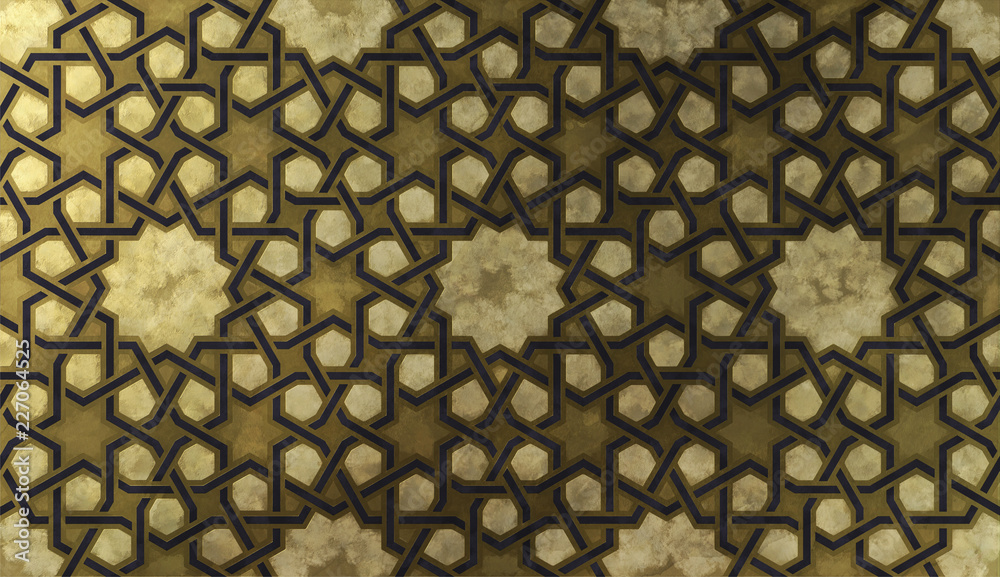 Islamic decorative pattern with golden artistic texture.