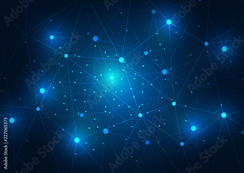 Abstract background blue color technology concept. Vector illustration dots and lines social network and connecting.