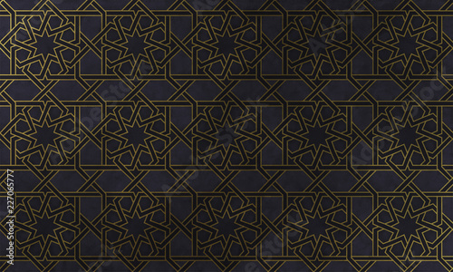 Islamic decorative pattern with golden artistic texture.