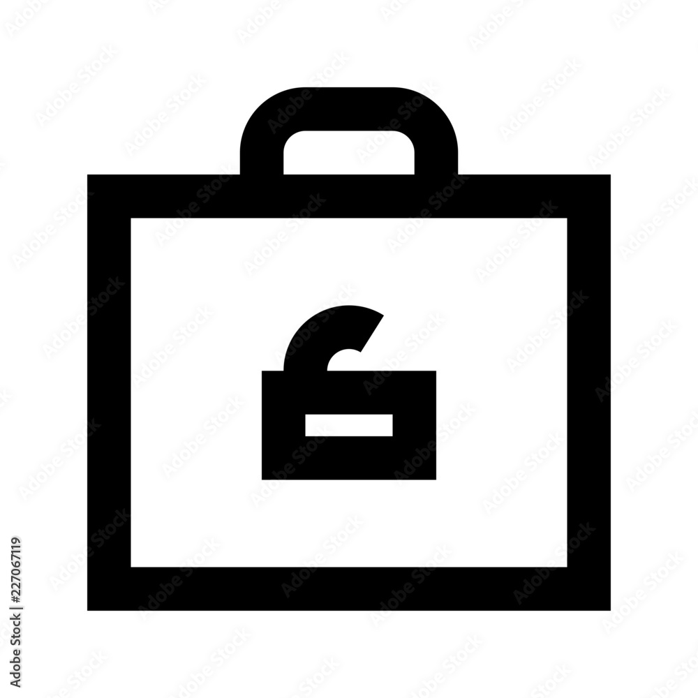 Briefcase Unlock Security Protect Protection Secure vector icon Briefcase Unlock Security Protect Protection Secure vector icon