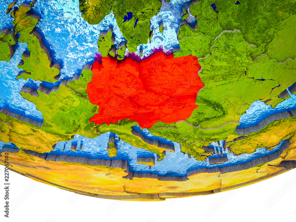 Central Europe on 3D Earth with divided countries and watery oceans. Central Europe on 3D Earth with divided countries and watery oceans.