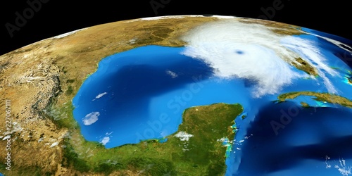 Fototapeta Naklejka Na Ścianę i Meble -  Extremely detailed and realistic high resolution 3D illustration of a Hurricane. Shot from Space. Elements of this image are furnished by Nasa.