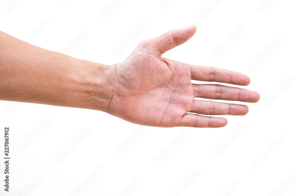 Isolated bare hand reaching out