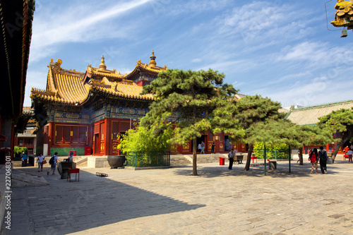 Tourists visiting the Tibetan temple in Beijing