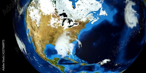 Fototapeta Naklejka Na Ścianę i Meble -  Extremely detailed and realistic high resolution 3D illustration of a Hurricane. Shot from Space. Elements of this image are furnished by Nasa.
