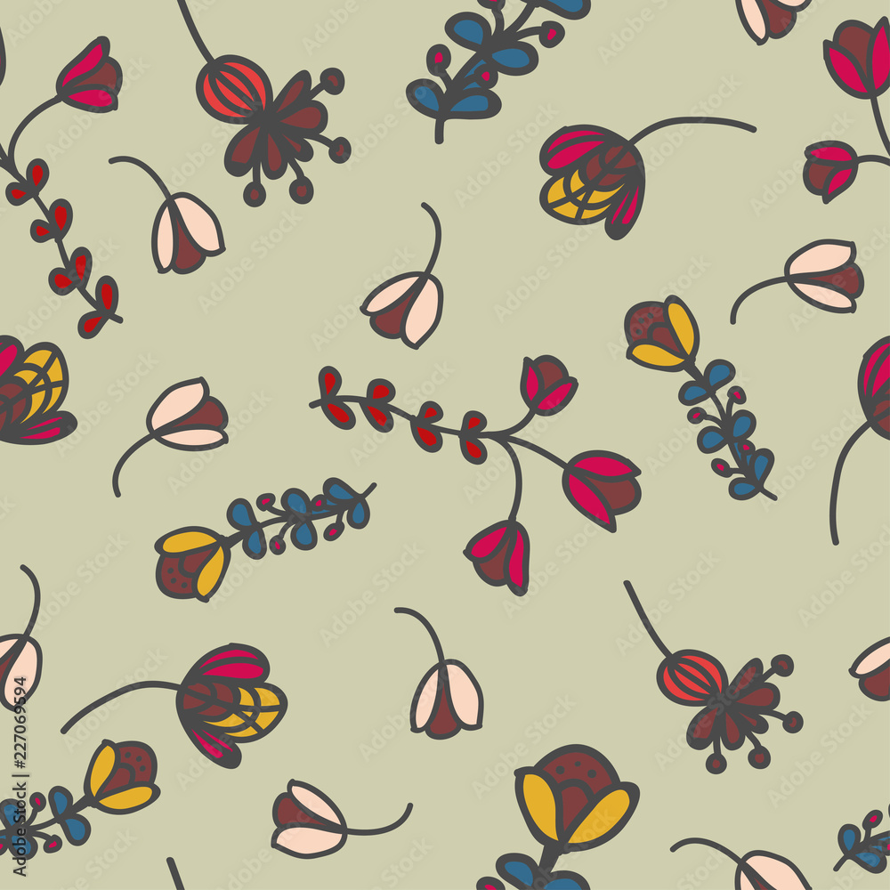 Gray background with colorful flowers Gray background with colorful flowers