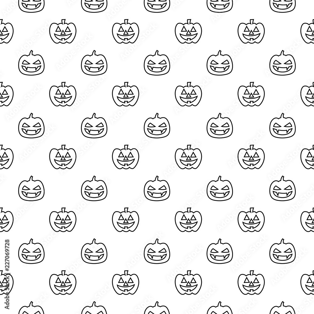 Pumpkin vector seamless pattern halloween. isolated wallpaper background  cartoon black and white. Stock Vector | Adobe Stock