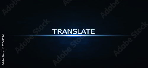 Translate word on blue light background.