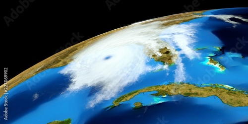 Fototapeta Naklejka Na Ścianę i Meble -  Extremely detailed and realistic high resolution 3D illustration of a Hurricane. Shot from Space. Elements of this image are furnished by Nasa.