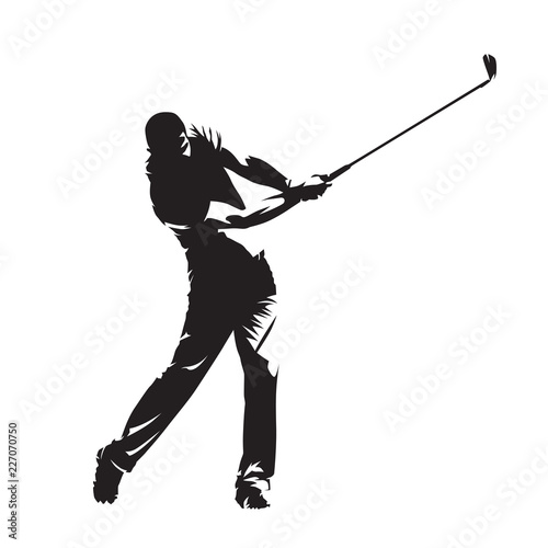 Fototapeta Gracz w golfa, sylwetka na białym tle wektor. Aktywni ludzie, huśtawka golfowa
