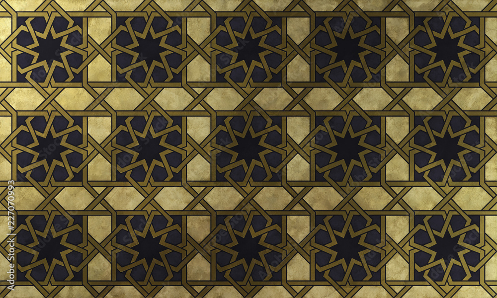Islamic decorative pattern with golden artistic texture. Islamic decorative pattern with golden artistic texture.