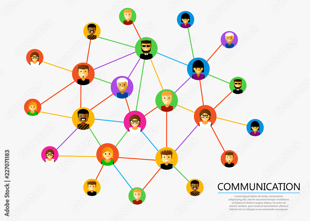 Abstract social network scheme, which contains people icons connected to each other. Vector illustration Abstract social network scheme, which contains people icons connected to each other. Vector illustration