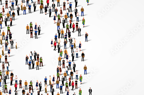 Large group of people in number 8 eight form. Vector background