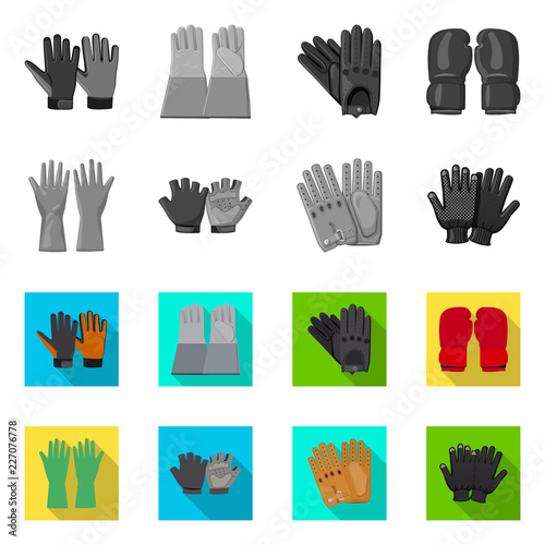 Vector design of glove and winter icon. Set of glove and equipment stock vector illustration.