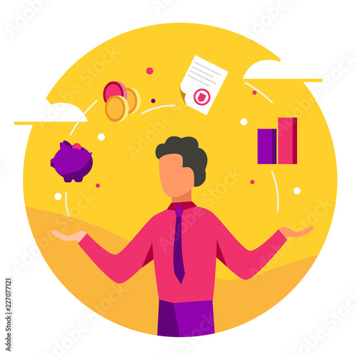 Accounter balance finansial icons. Accounitg and audit concept. Modern colorful design. Vector illustration