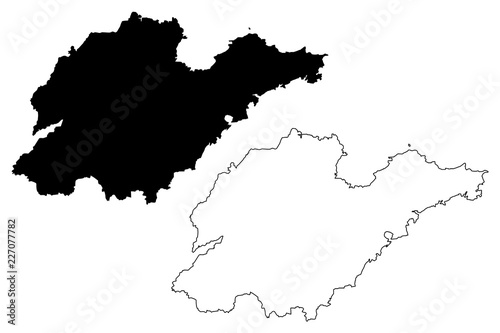 Shandong Province (Administrative divisions of China, China, People's Republic of China, PRC) map vector illustration, scribble sketch Shantung map