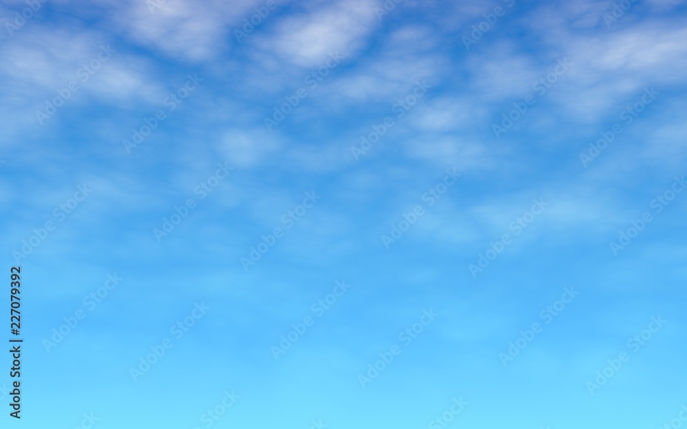 The bright sky in the morning. Blue sky background with white clouds. Cumulus white clouds in the clear blue sky. 3D illustration The bright sky in the morning. Blue sky background with white clouds. Cumulus white clouds in the clear blue sky. 3D illustration