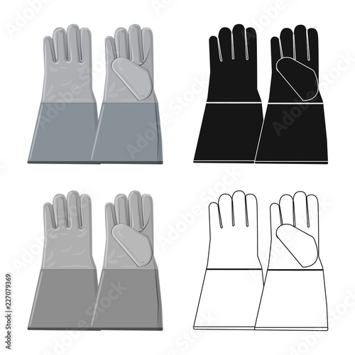 Isolated object of glove and winter symbol. Collection of glove and equipment stock symbol for web.