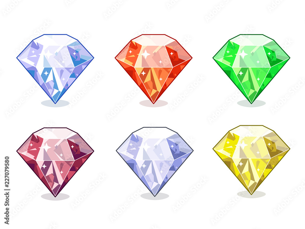 A Collection Of Vector VIrtual Gifts: Precious Stone, Jewel, Gem, Sapphire, Emerald, Ruby On White Background; A Collection Of Vector VIrtual Gifts: Precious Stone, Jewel, Gem, Sapphire, Emerald, Ruby On White Background;