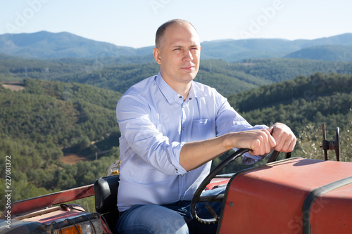 Male farmer in tractor