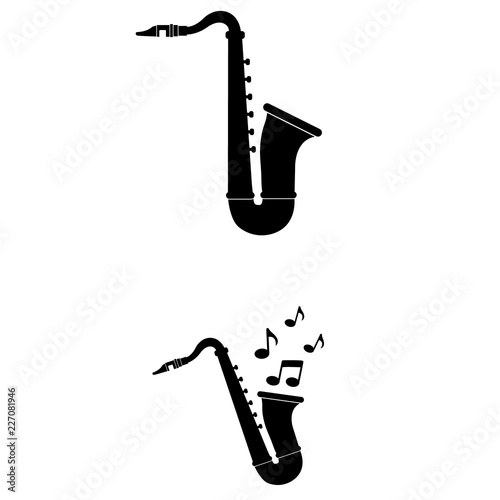 Saxophone icon, logo on white background