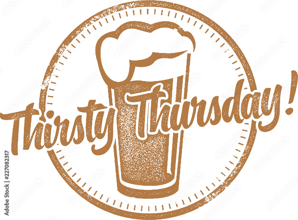 Thirsty Thursday Happy Hour Stamp Stock Vector Adobe Stock