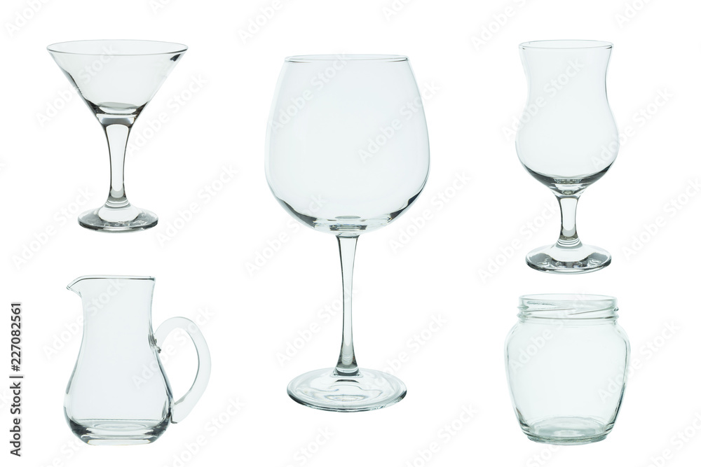 Several glass glasses on a white background Several glass glasses on a white background