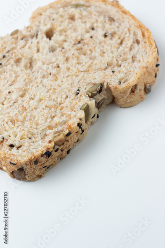 fresh bread slices isolated on white background