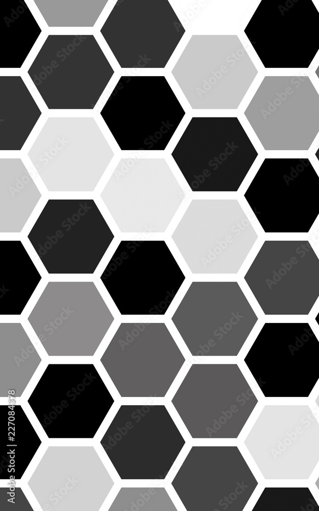 White honeycomb with a gradient color. Isometric geometry. 3D illustration White honeycomb with a gradient color. Isometric geometry. 3D illustration