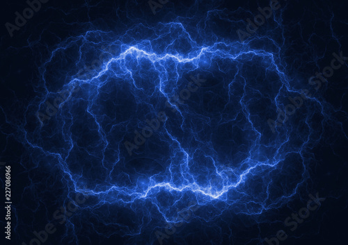 Blue lightning, abstract plasma background photo