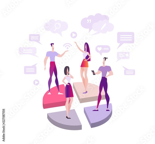 online discussion, elections, competition, polemic, chat, vector illustration