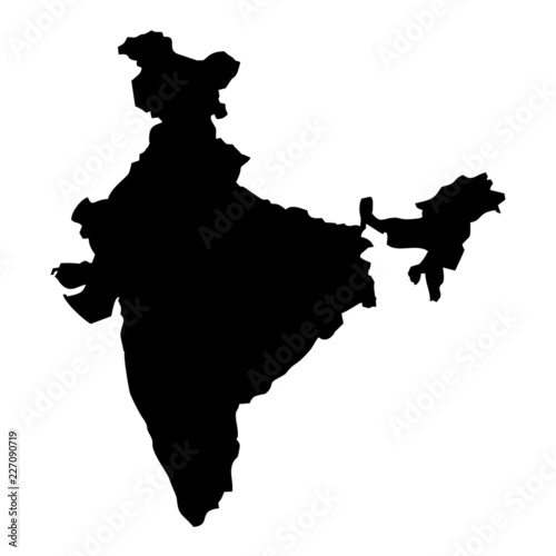 Black map country of India