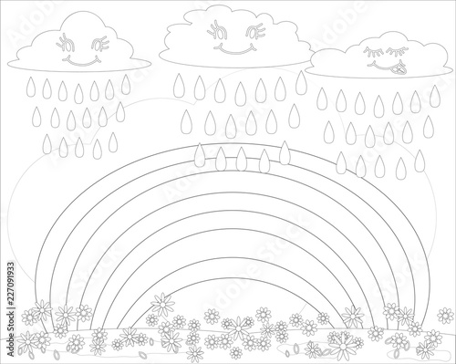 Coloring book for children, fairy rainbow