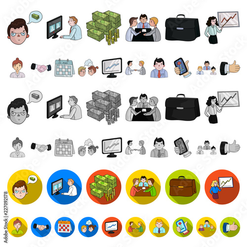Business Conference And Negotiations cartoon icons in set collection for design.Business and training vector symbol stock web illustration.