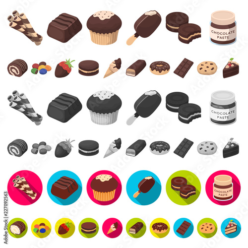 Chocolate Dessert cartoon icons in set collection for design. Chocolate and Sweets vector symbol stock web illustration.