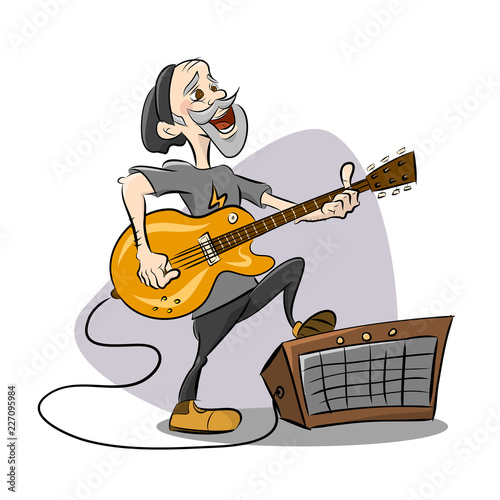 Old Rock Star Guitarist Performance