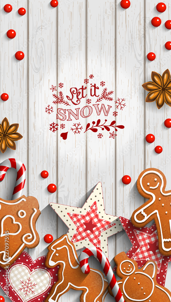 Mobile phone Christmas wallpaper gingerbread  Stock Illustration  44472981  PIXTA