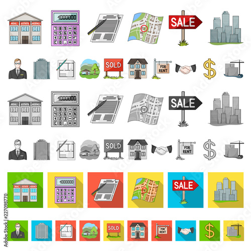 Realtor, agency cartoon icons in set collection for design. Buying and selling real estate vector symbol stock web illustration. photo