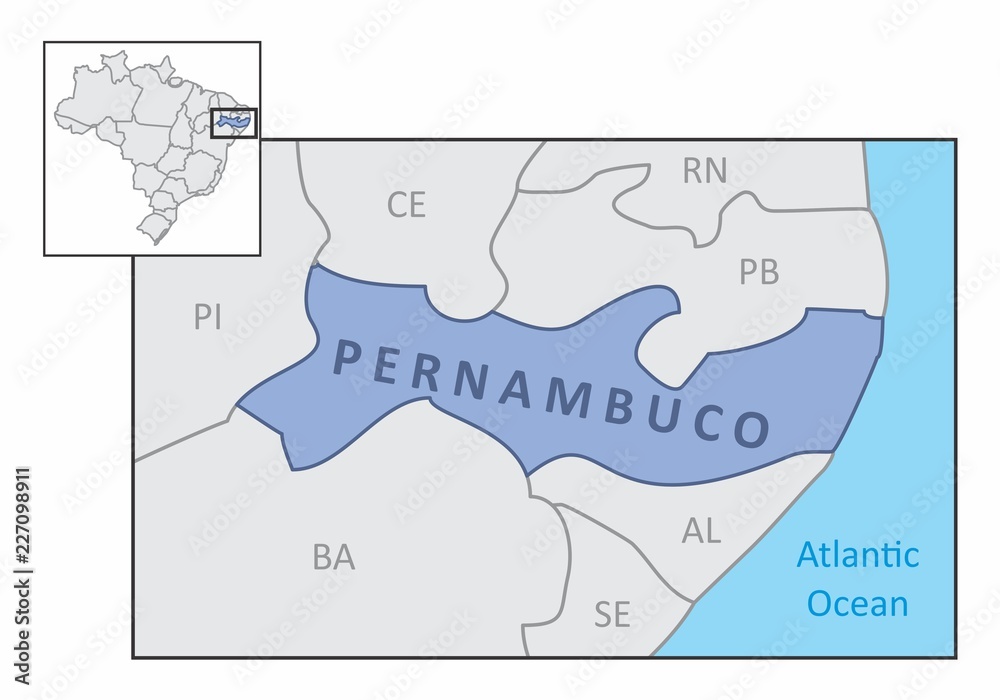State of Pernambuco map