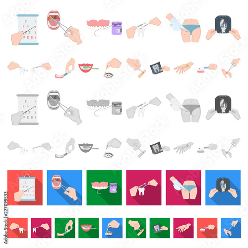 Manipulation by hands cartoon icons in set collection for design. Hand movement in medicine vector symbol stock web illustration.
