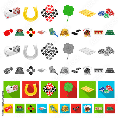Casino and equipment cartoon icons in set collection for design. Gambling and money vector symbol stock web illustration.