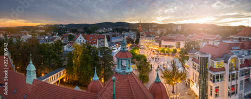 Panorama of the main square in Sopot city at sunset, Poland